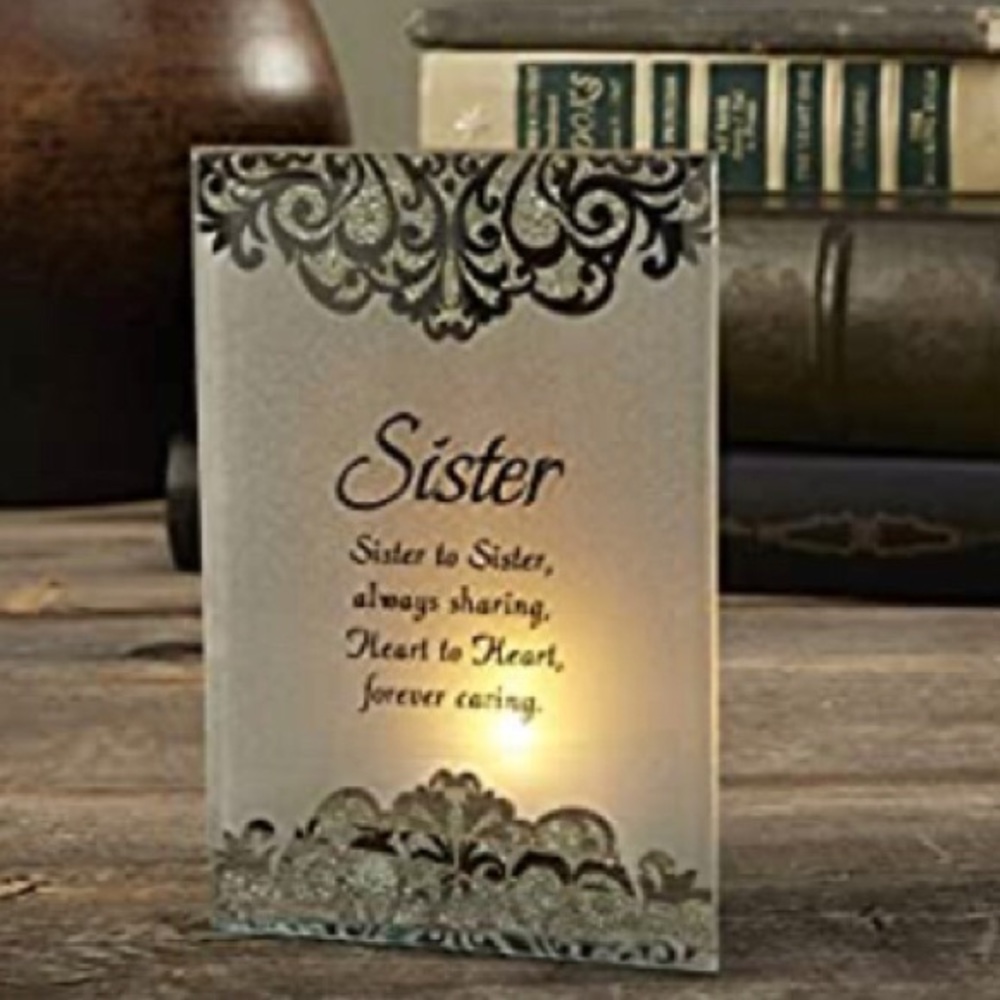 🆕💕New “Sister” Battery Tealight Glass Plaque